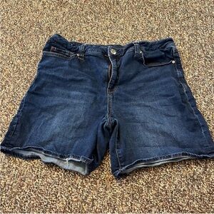 Seven7 Blue Jean Shorts High-Waisted Raw Hem